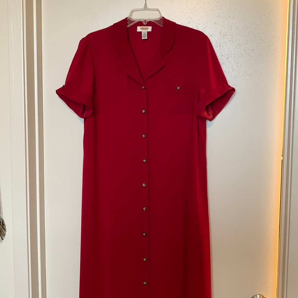 Talbots vintage red button front dress